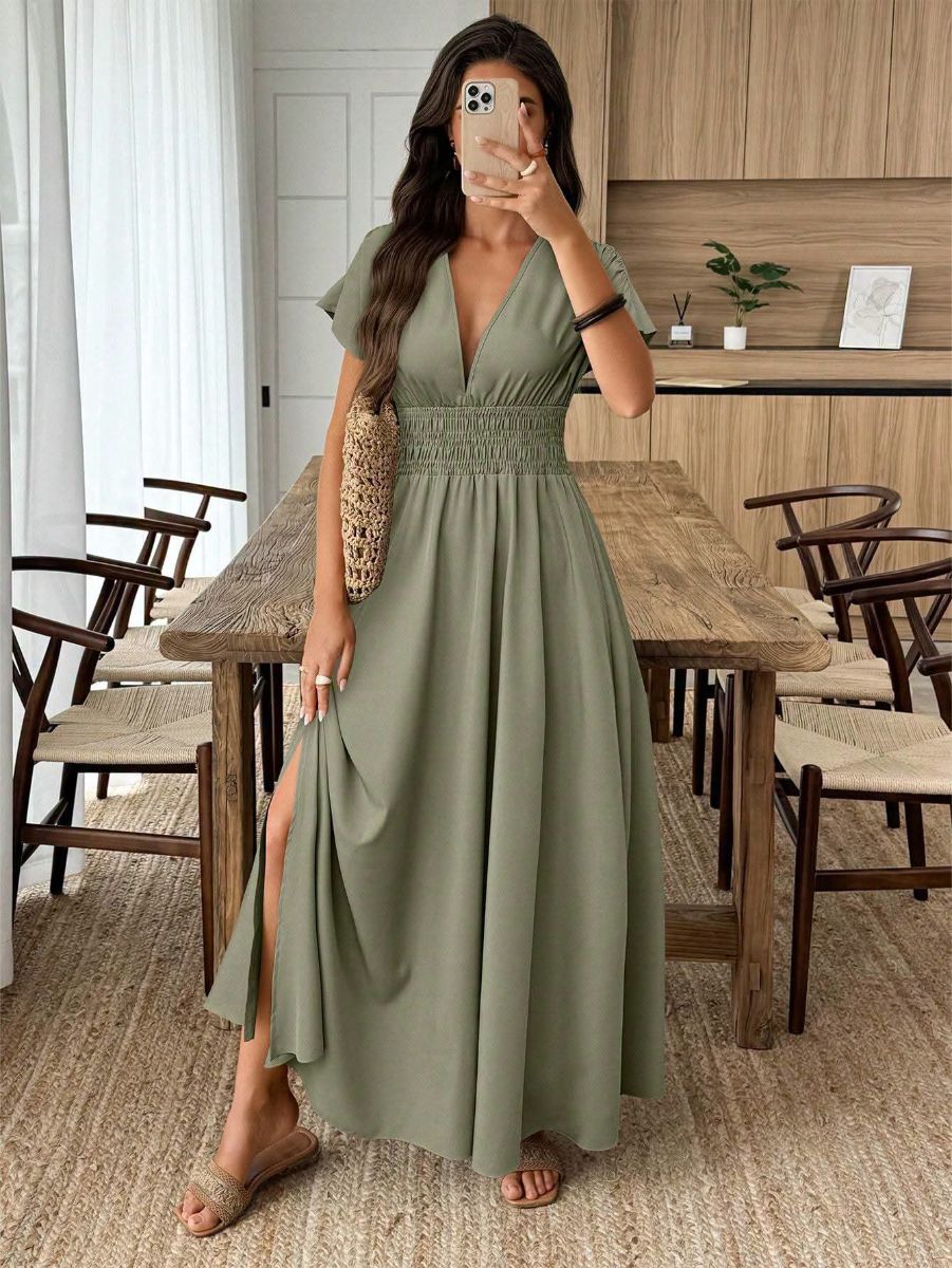 Elouméa Casual V-Neck Vacation Dress
