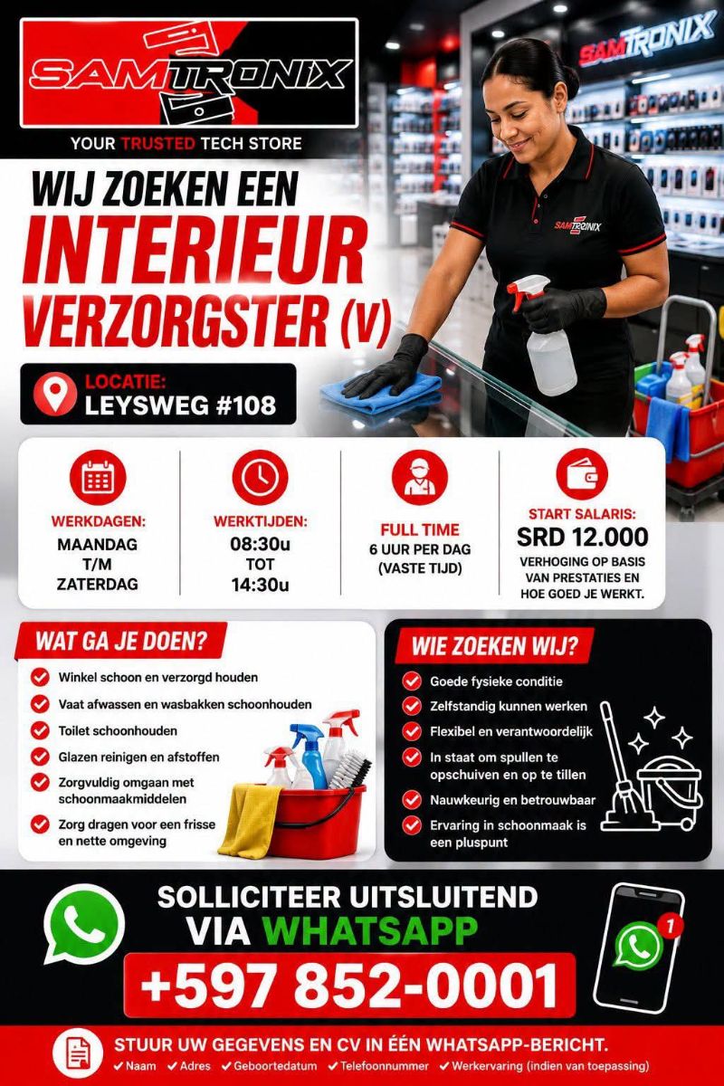 Interieurverzorgster Gezocht