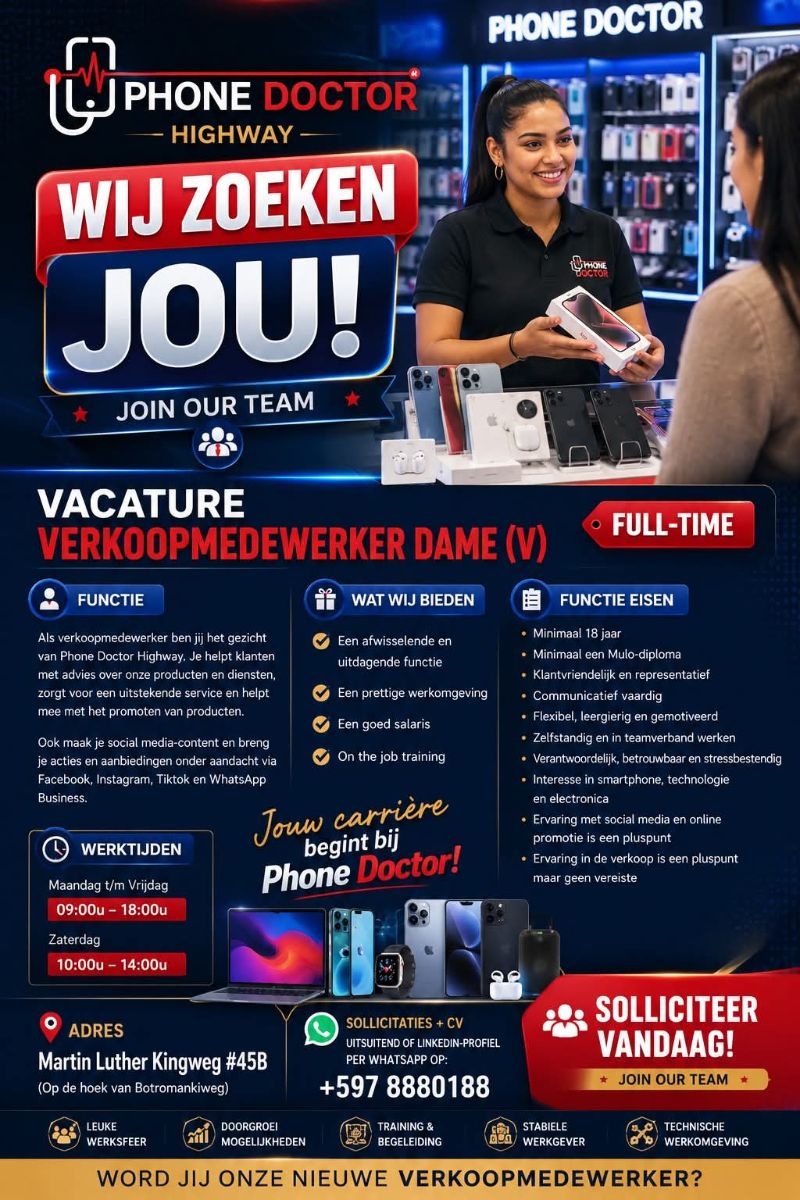 Verkoopmedewerker Dame Gezocht (Fulltime)