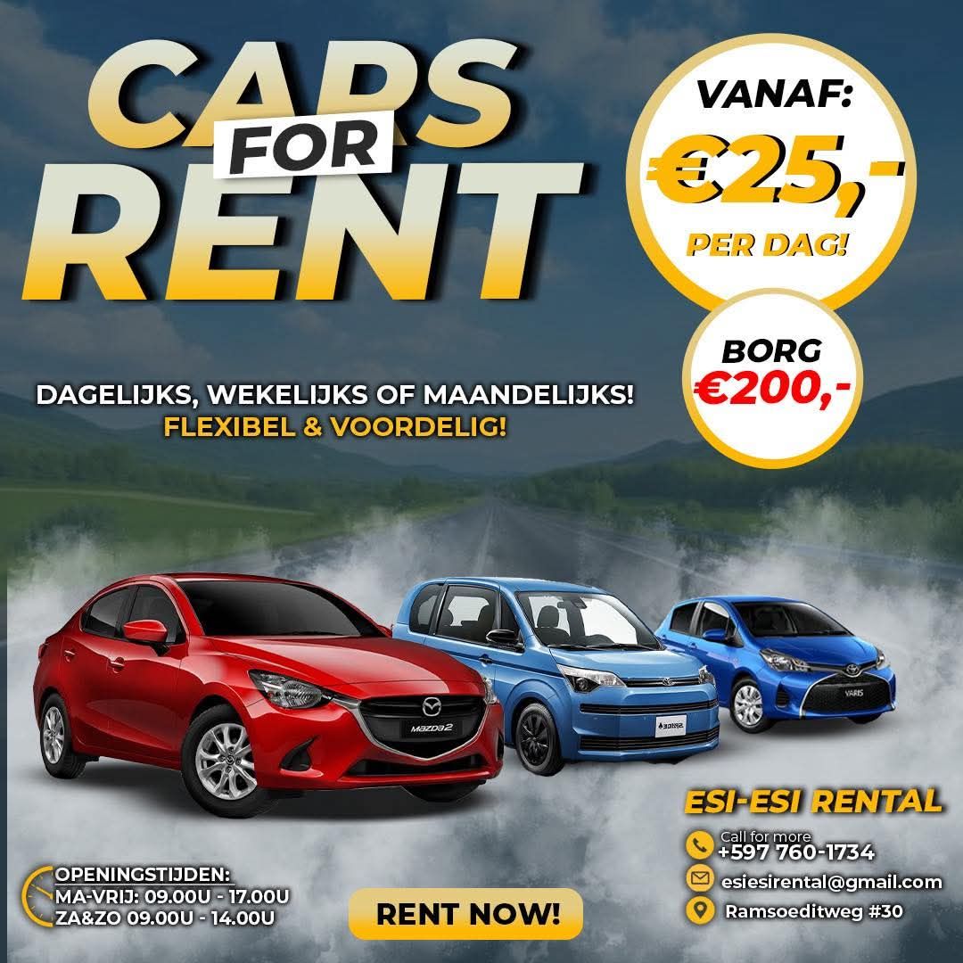 Huurauto vanaf โฌ25 p/dag โ Esi-Esi Rental