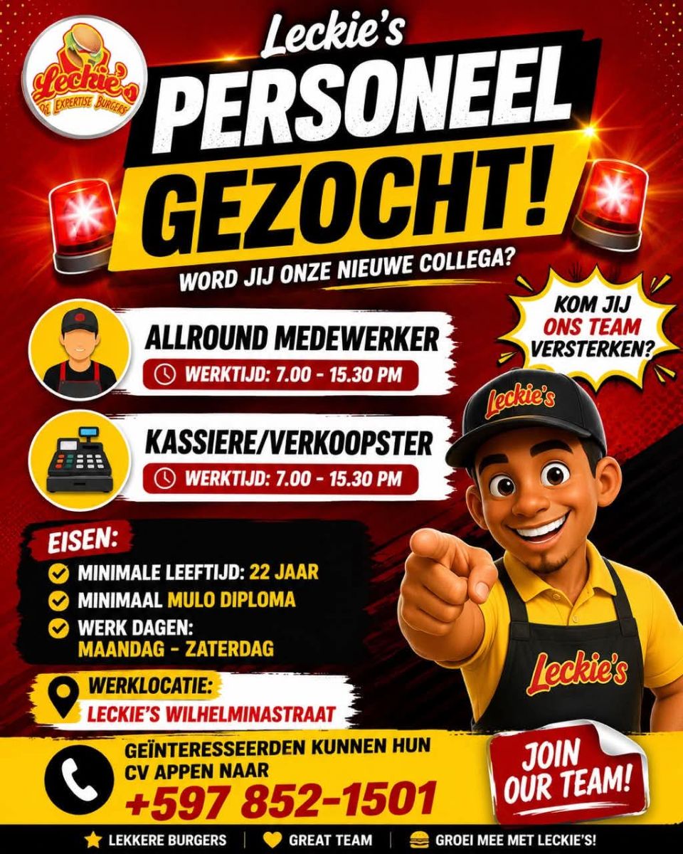 Personeel Gezocht – Leckie's Burgers