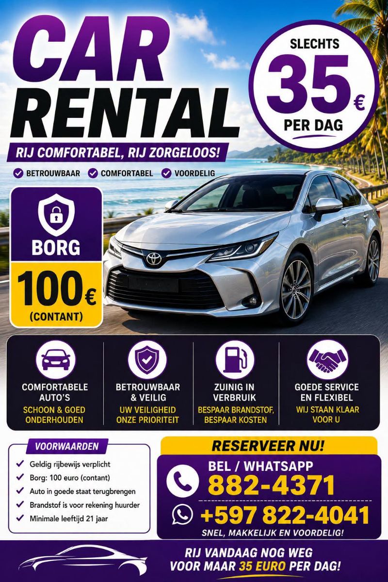 Auto Verhuur โ Vanaf โฌ35 per Dag