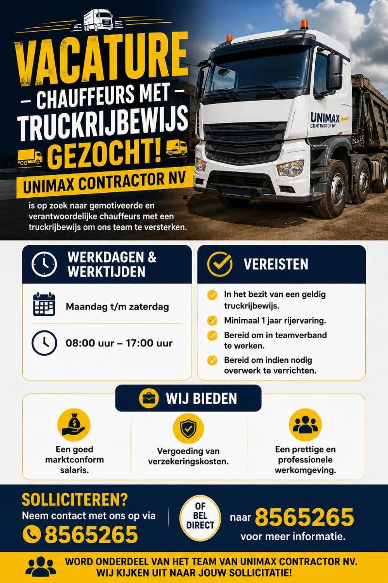 Chauffeurs met Truckrijbewijs Gezocht