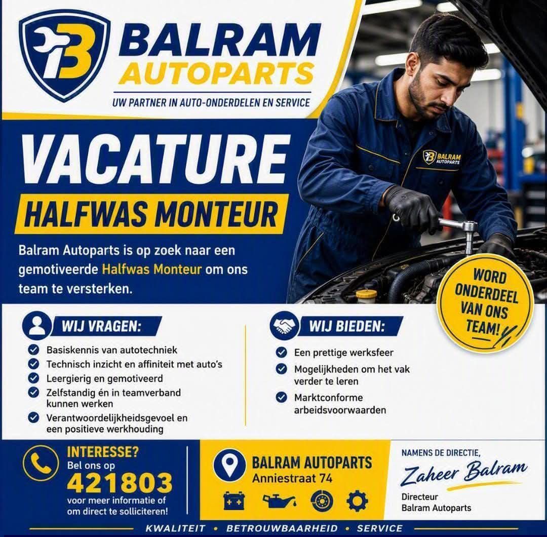 Halfwas Monteur Gezocht – Balram Autoparts