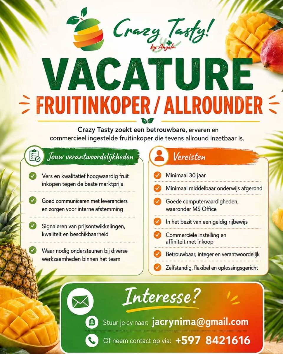 Vacature: Fruitinkoper / Allrounder – Crazy Tasty