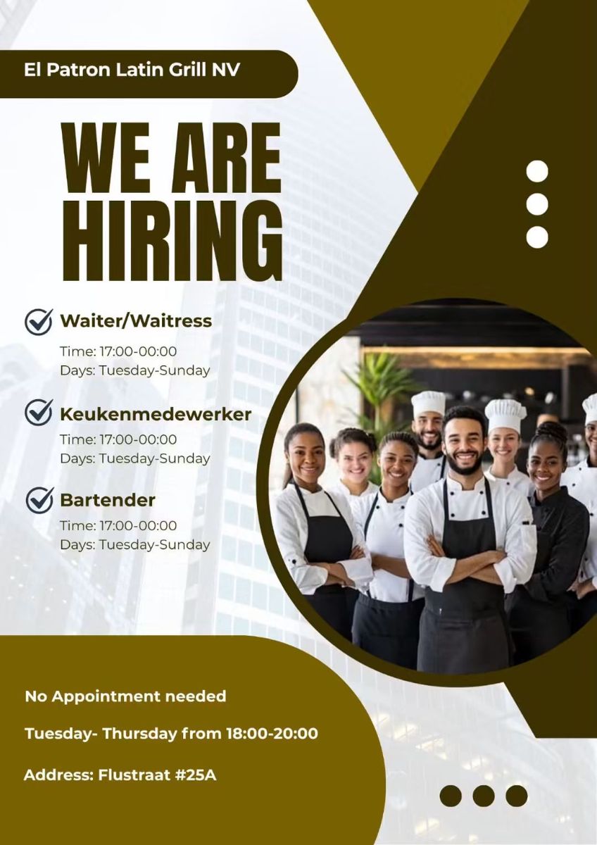 Keukenmedewerker, Waiter/Waitress & Bartender