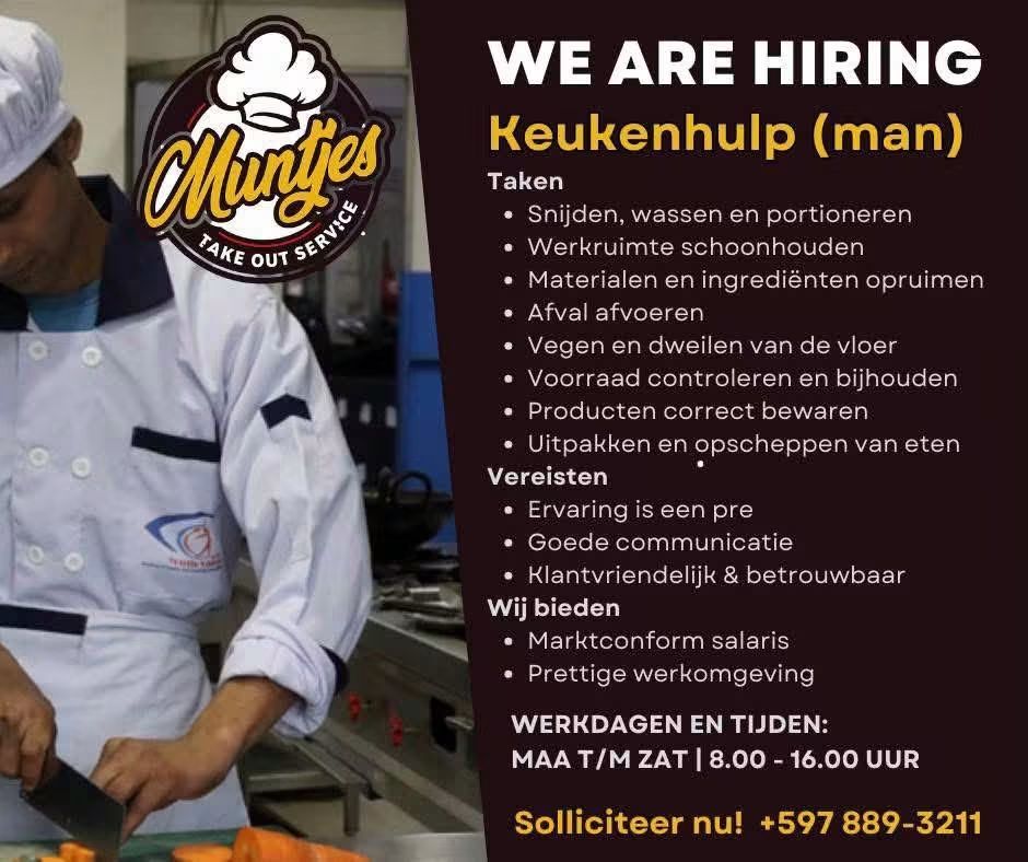 Vacature: Keukenhulp (Man) – Take Out Service