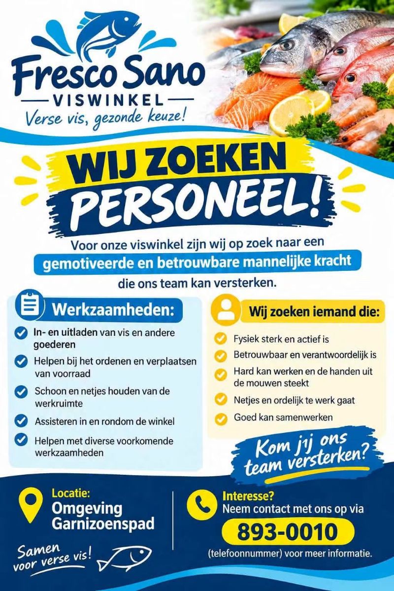 Medewerker Gezocht – Viswinkel Fresco Sano