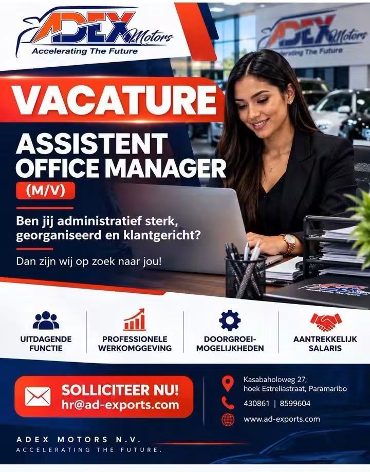 Vacature Assistent Officemanager (M/V) – ADEX Motors N.V.